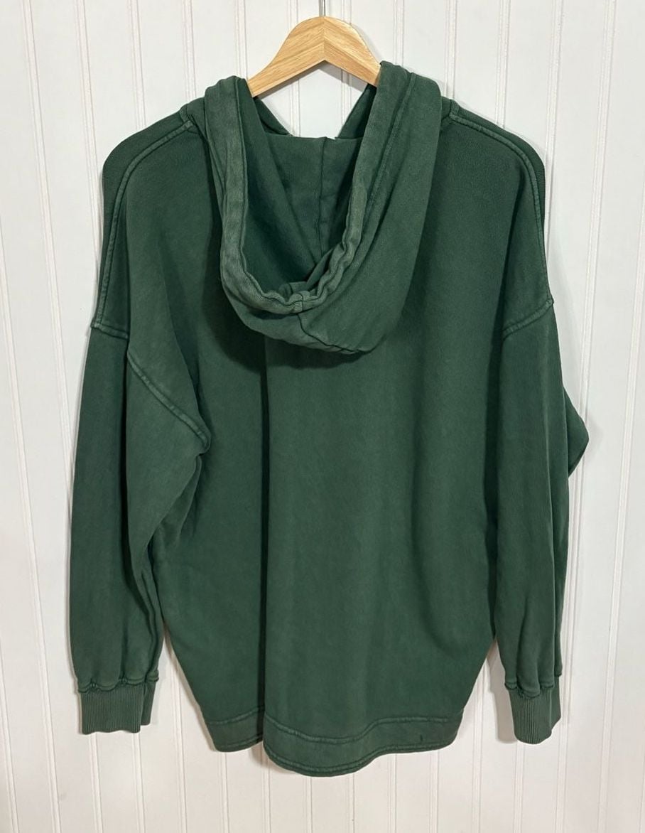 Aerie Henley Hoodie Size XS Green Cotton Slouchy Pullover 5