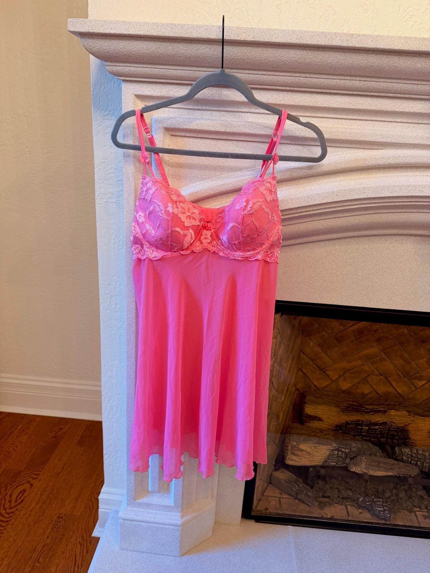Delicates Pink Lace Babydoll Slip Chemise Size XL/XG 1