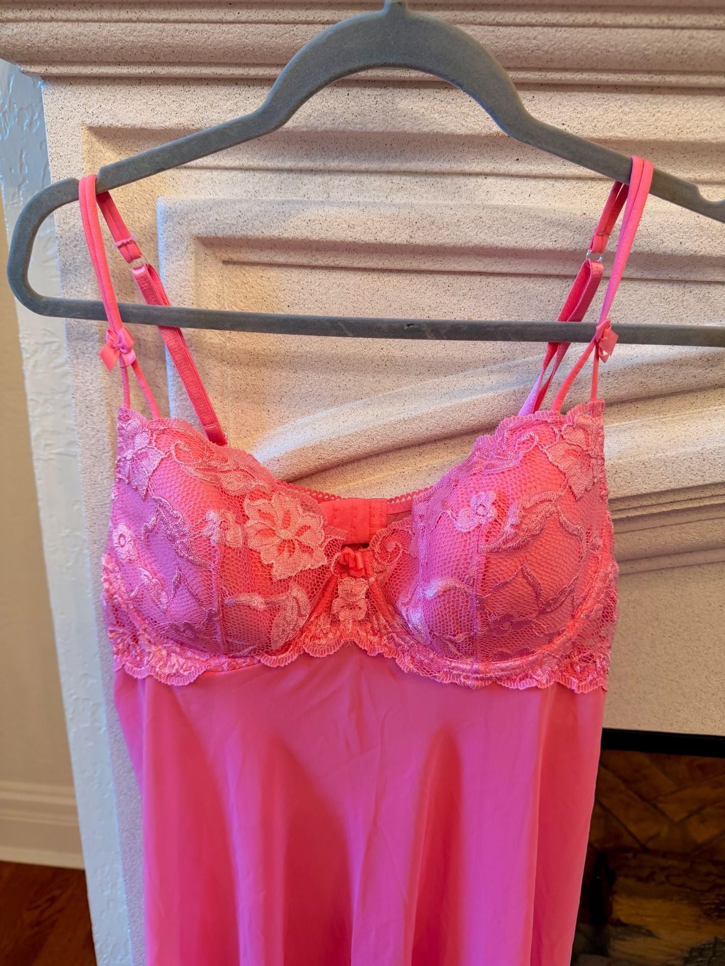 Delicates Pink Lace Babydoll Slip Chemise Size XL/XG 2