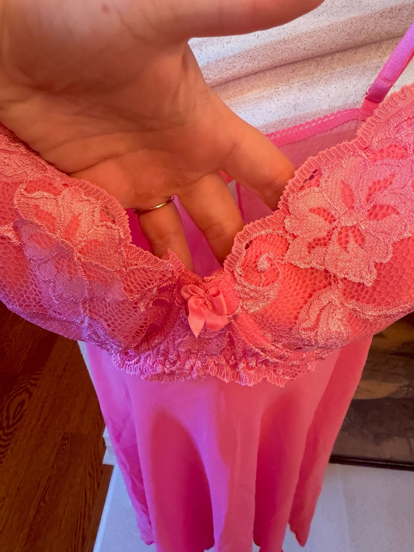Delicates Pink Lace Babydoll Slip Chemise Size XL/XG 3