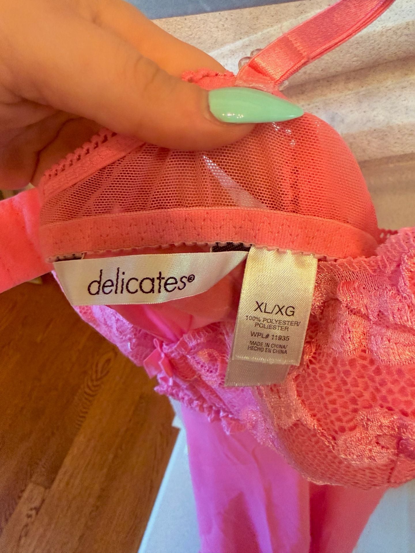 Delicates Pink Lace Babydoll Slip Chemise Size XL/XG 4
