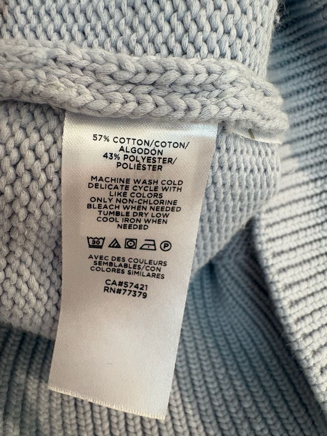 Ann Taylor Puff Sleeve Textured Knit Sweater Light Blue Gray XL 7