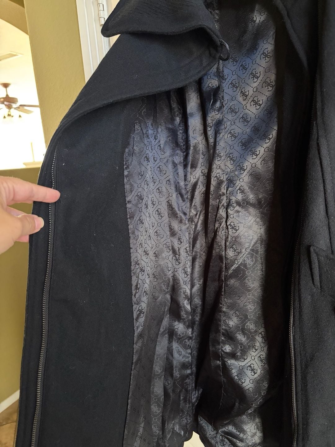 Guess Jeans Wool Blend Coat Size XS Black 5