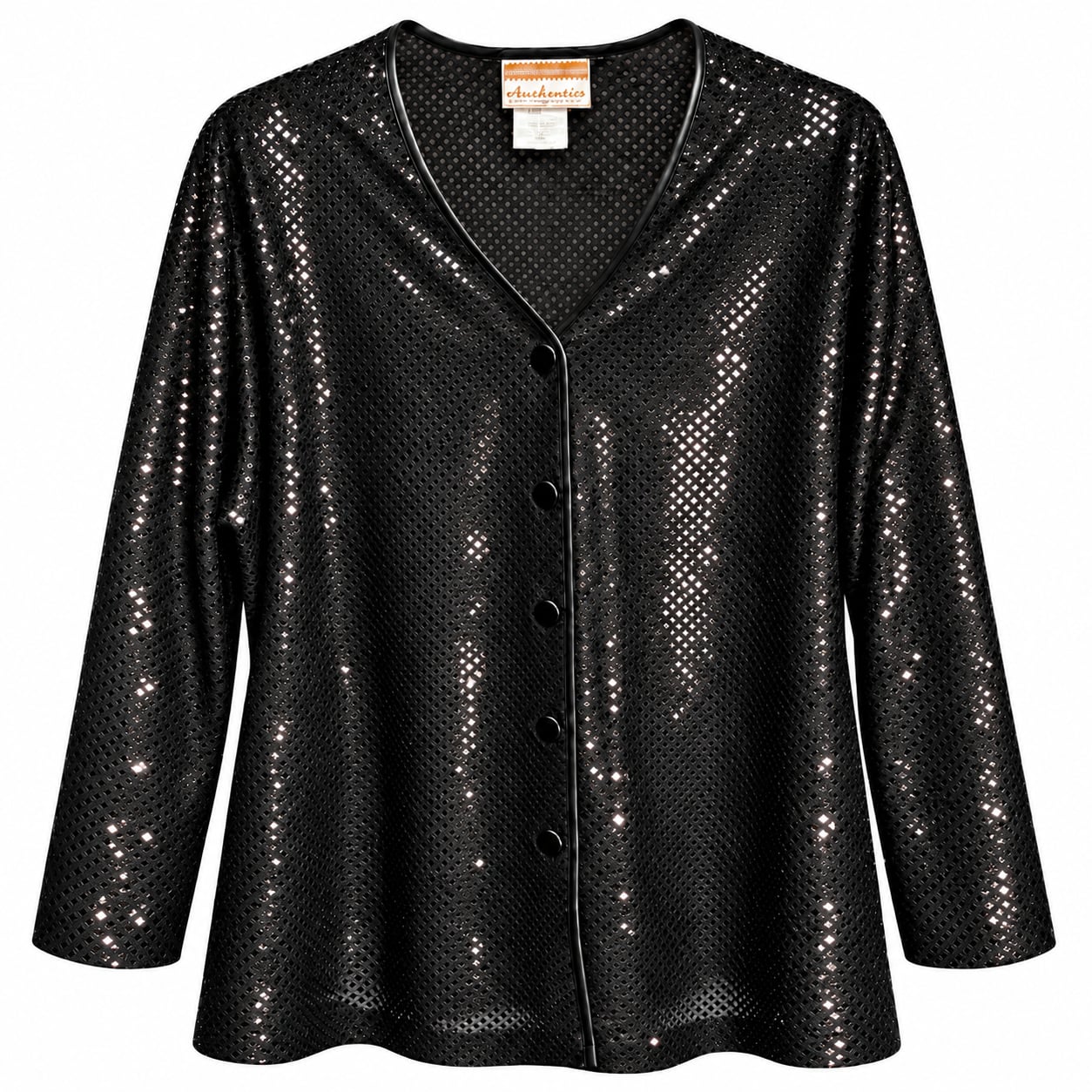 Vintage Authentics Anthony Mark Hankins Size 20 Black Sequin Mesh Cardigan Y2K 2