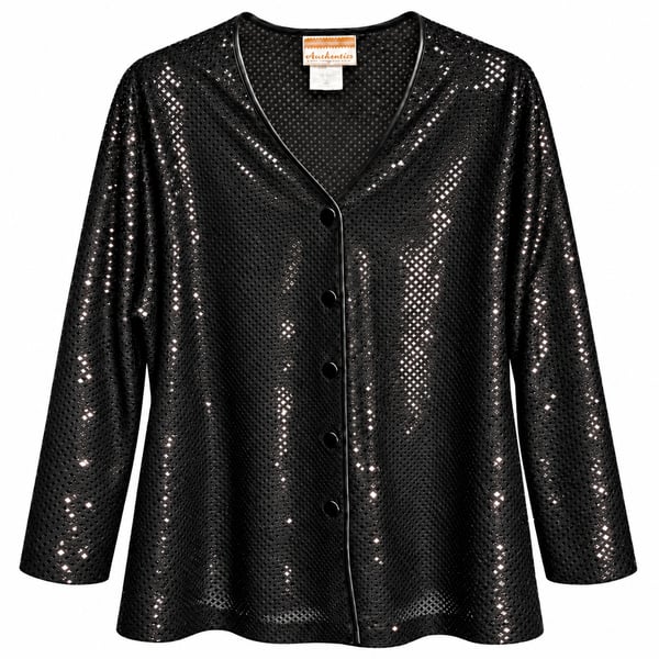 Vintage Authentics Anthony Mark Hankins Size 20 Black Sequin Mesh Cardigan Y2K