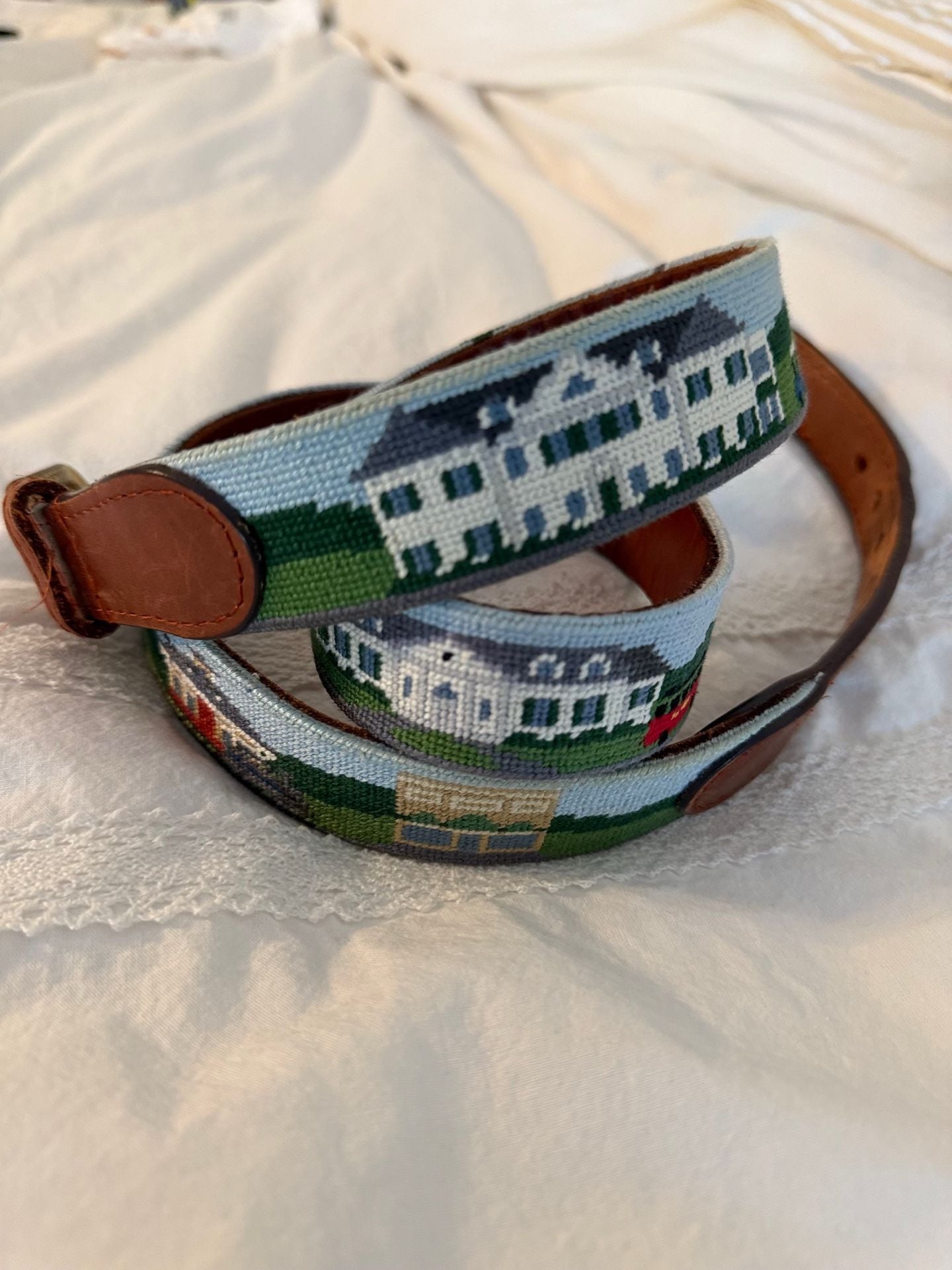 SMATHERS & BRANSON Aiken Scene Needlepoint Belt size 40 3