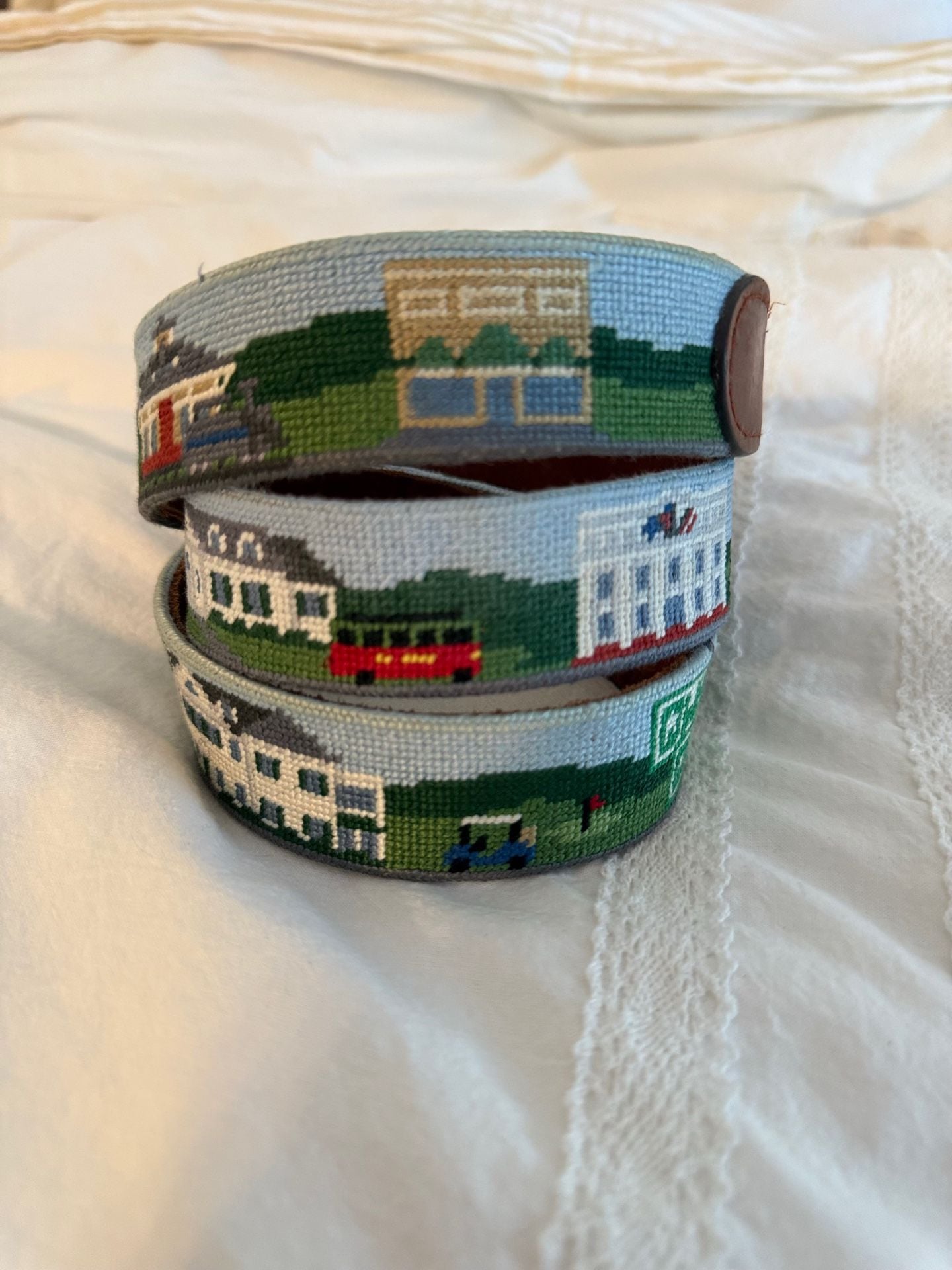 SMATHERS & BRANSON Aiken Scene Needlepoint Belt size 40 5