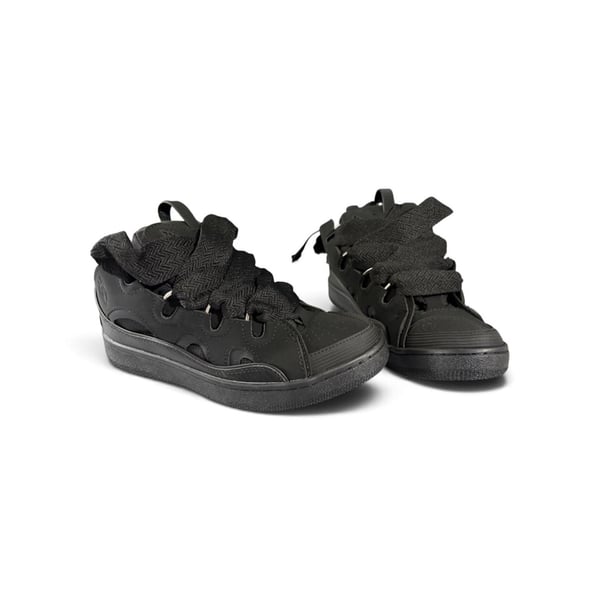 Lanvin Curb Sneakers Size 42 Black Leather