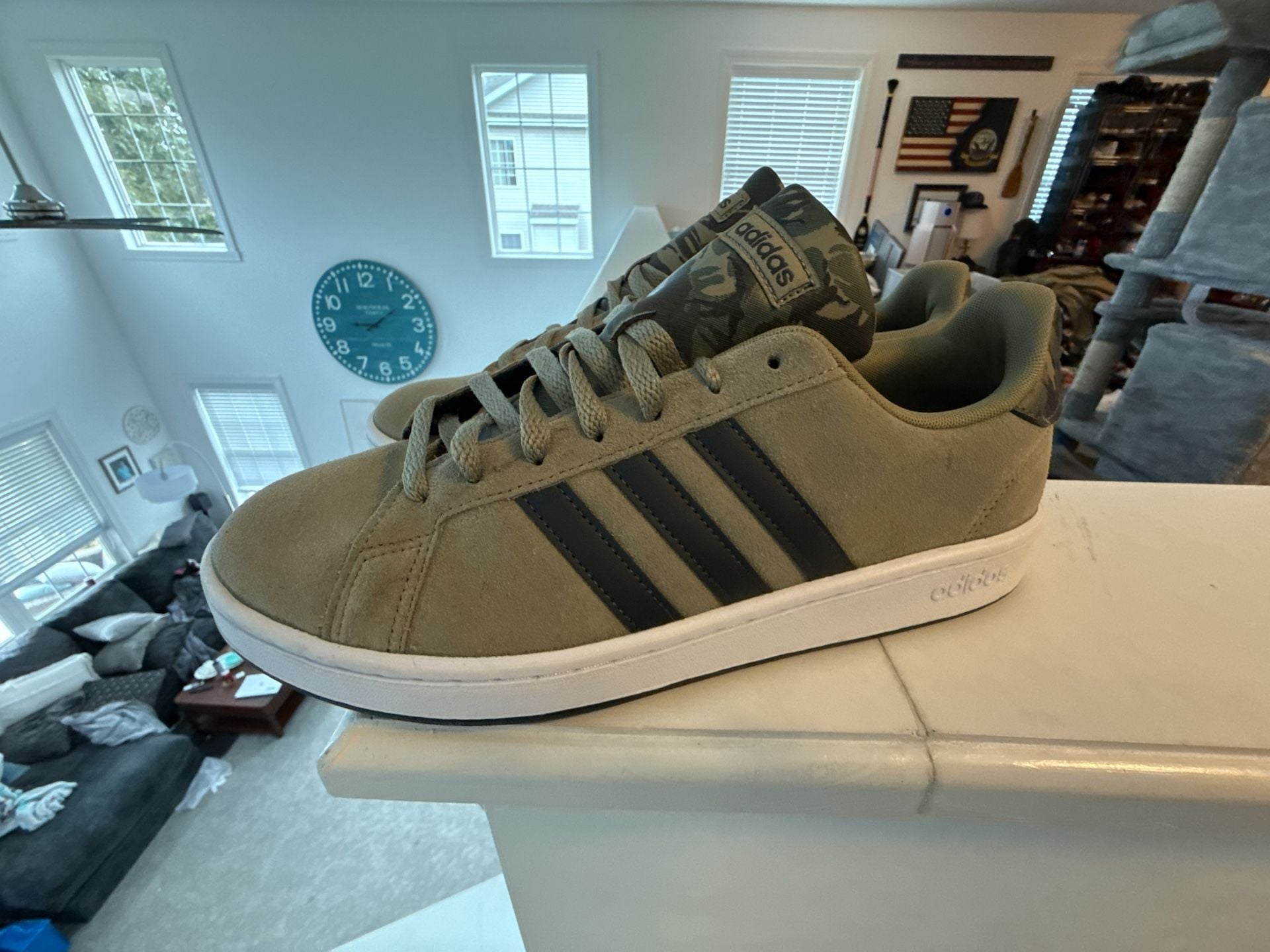 Adidas Grand Court Size 11.5 Orbit Green Carbon Cloud White Camo 8