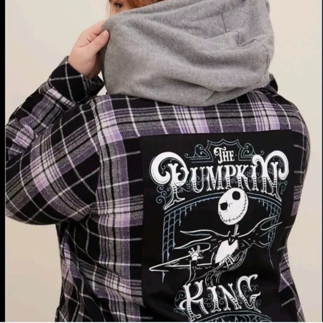 Torrid Disney The Nightmare Before Christmas Plaid Hooded Shacket Size 1X 7