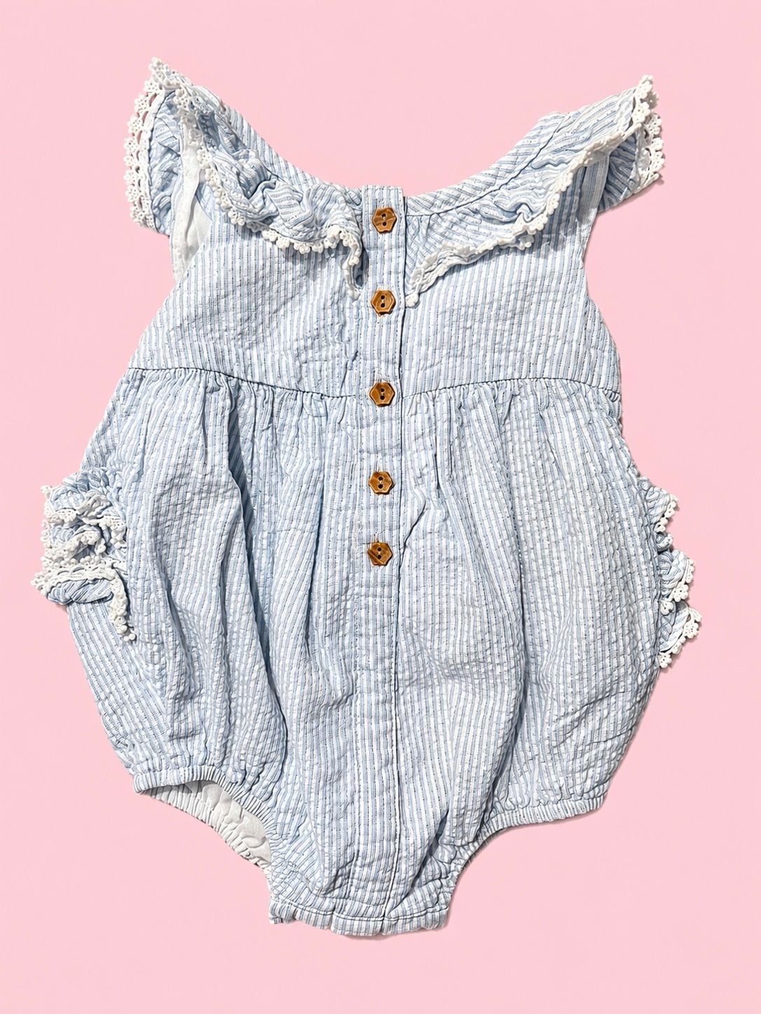 Tommy Bahama Bubble Romper Size 6-9M Blue Stripe 2