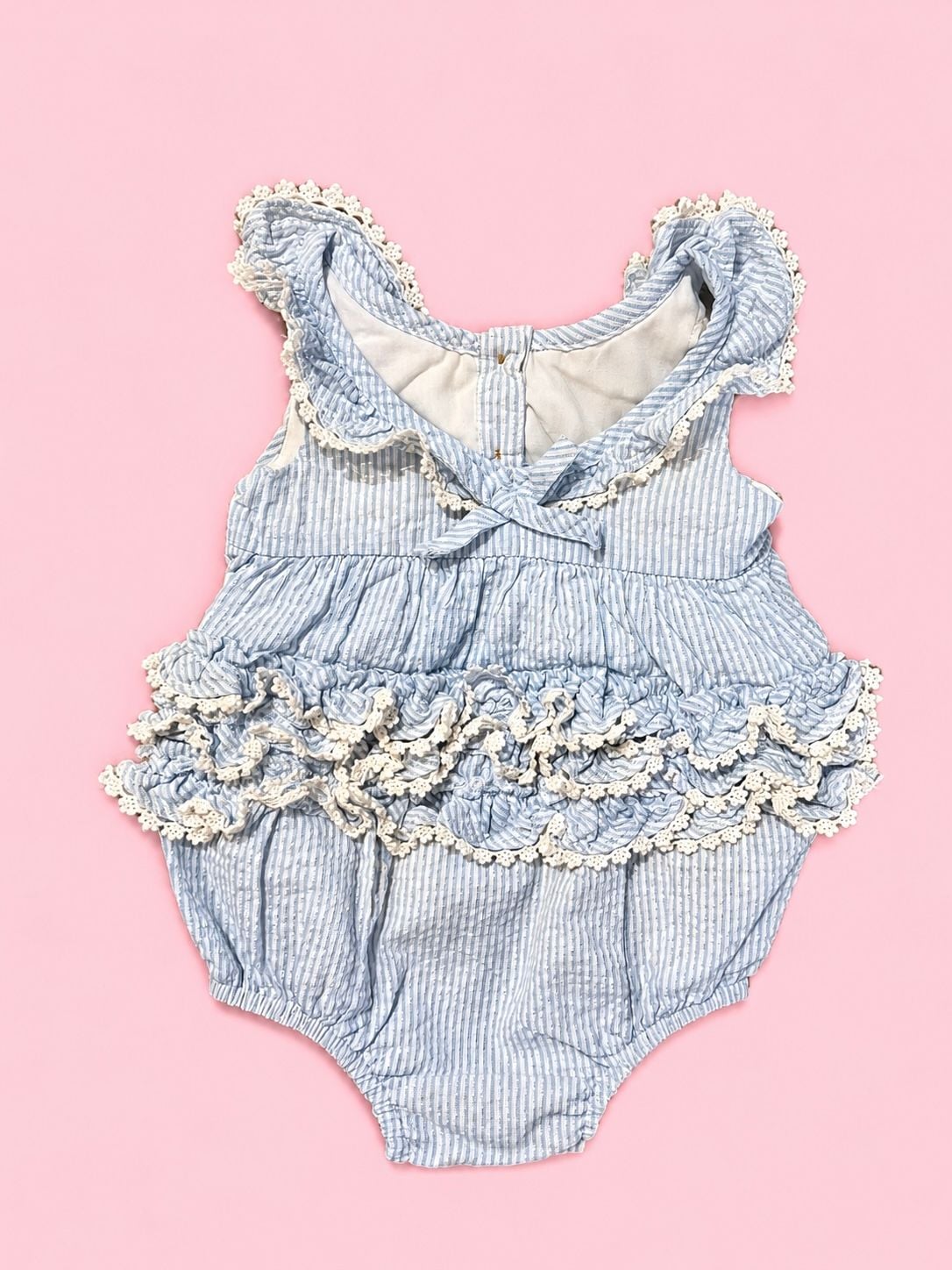Tommy Bahama Bubble Romper Size 6-9M Blue Stripe 3