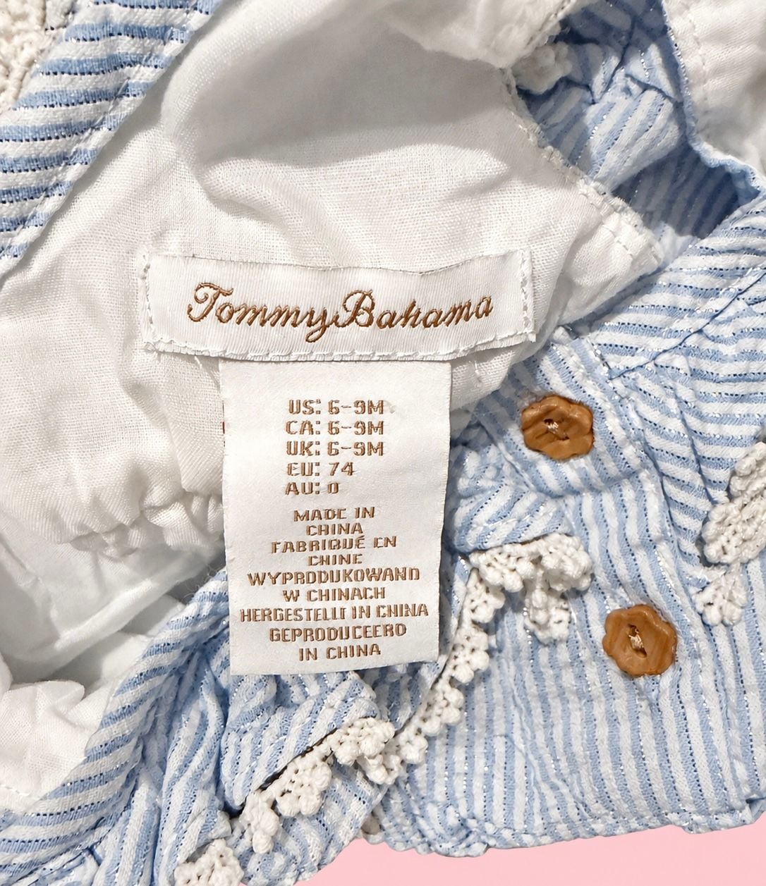 Tommy Bahama Bubble Romper Size 6-9M Blue Stripe 4