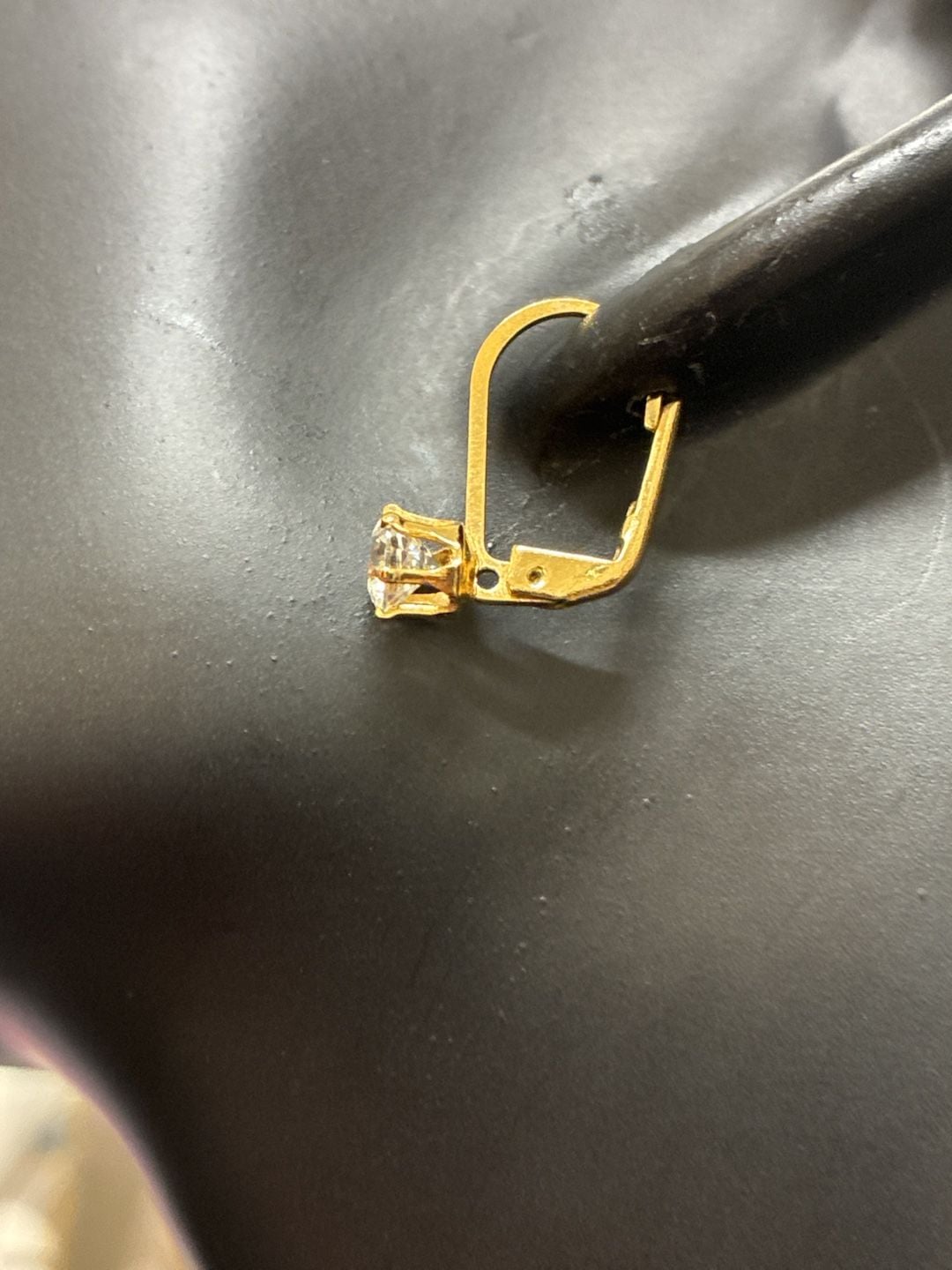 14K Yellow Gold Solitaire Leverback Diamond Earrings 3