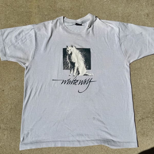 Vintage White Wolf Graphic T-Shirt Grey Wildlife Nature XL