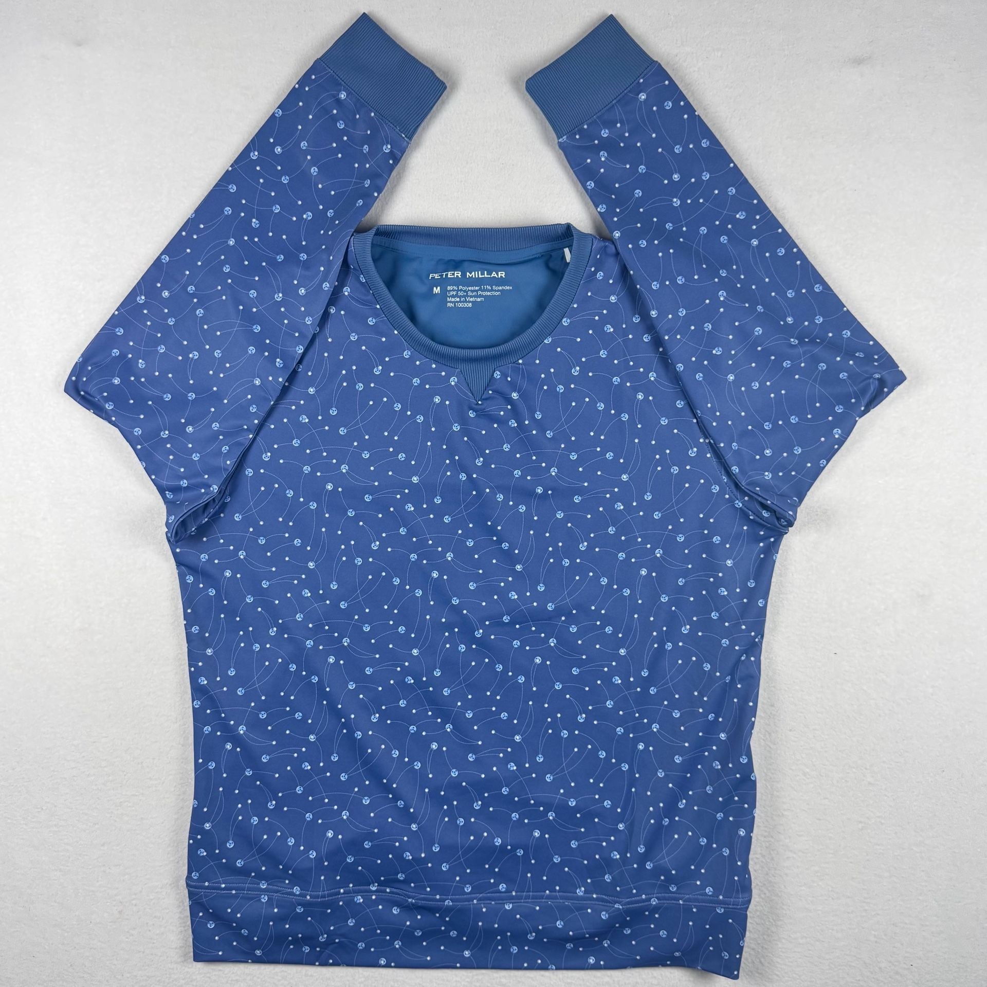 Peter Millar NWT Birdie Print Sport Sweatshirt Size M Blue 2