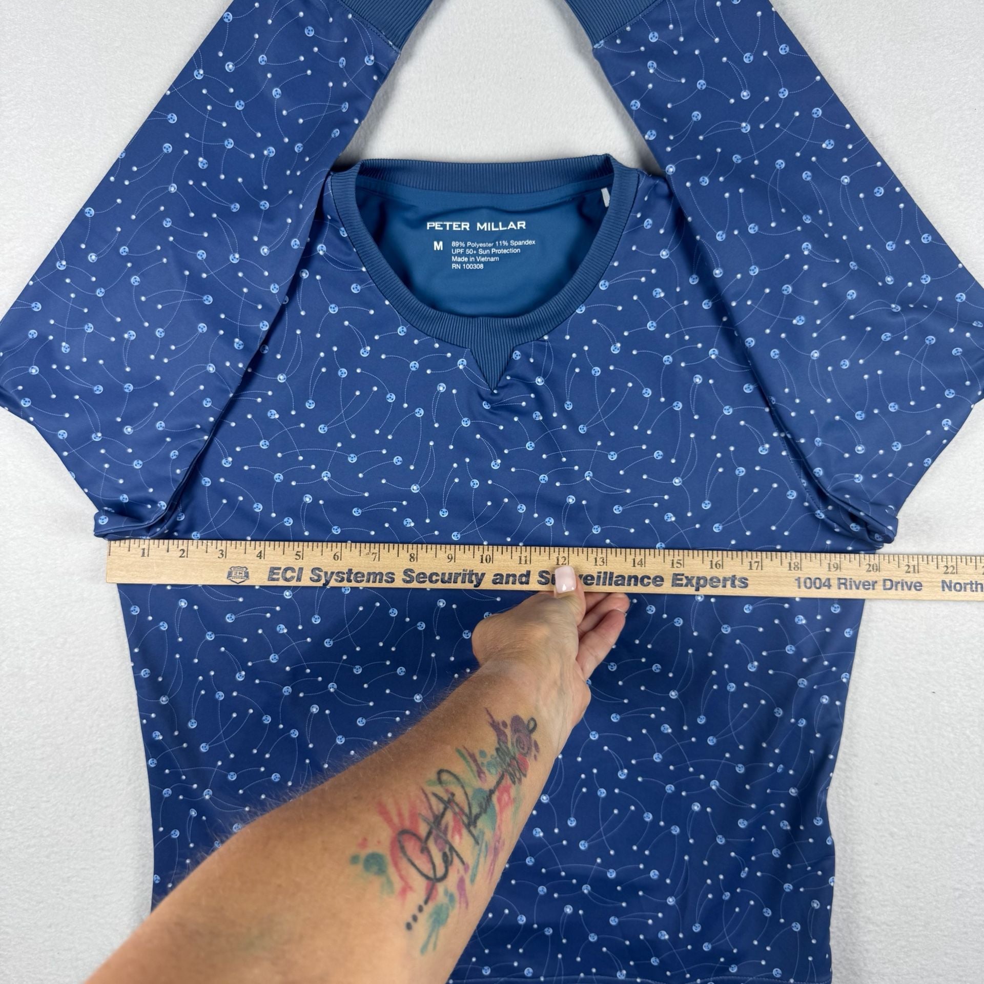 Peter Millar NWT Birdie Print Sport Sweatshirt Size M Blue 6
