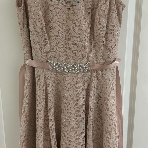 Betsy & Adam Women's Rhinestone belt, A-Line Evening Dress size: 12