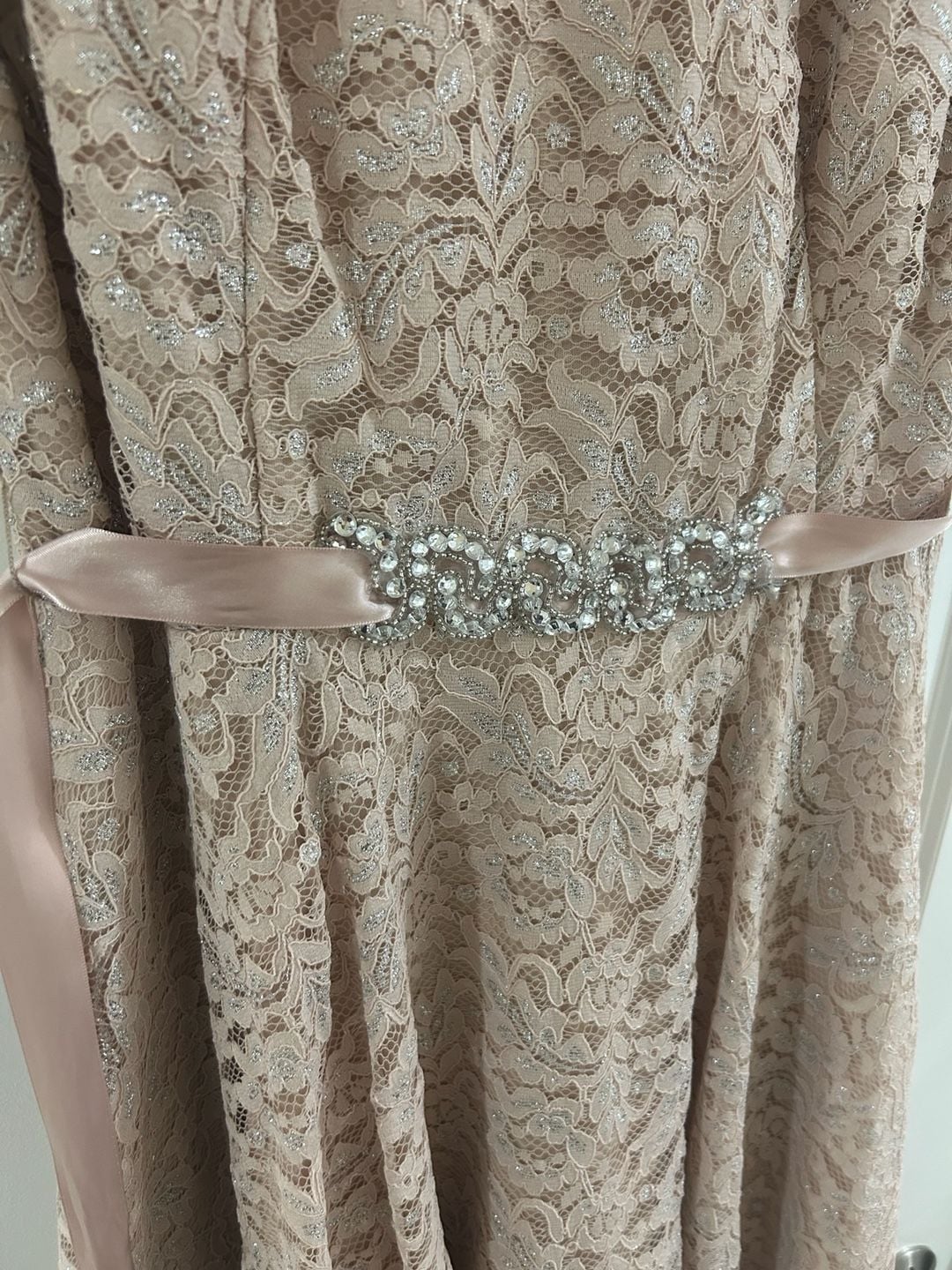 Betsy & Adam Women's Rhinestone belt, A-Line Evening Dress size: 12 3