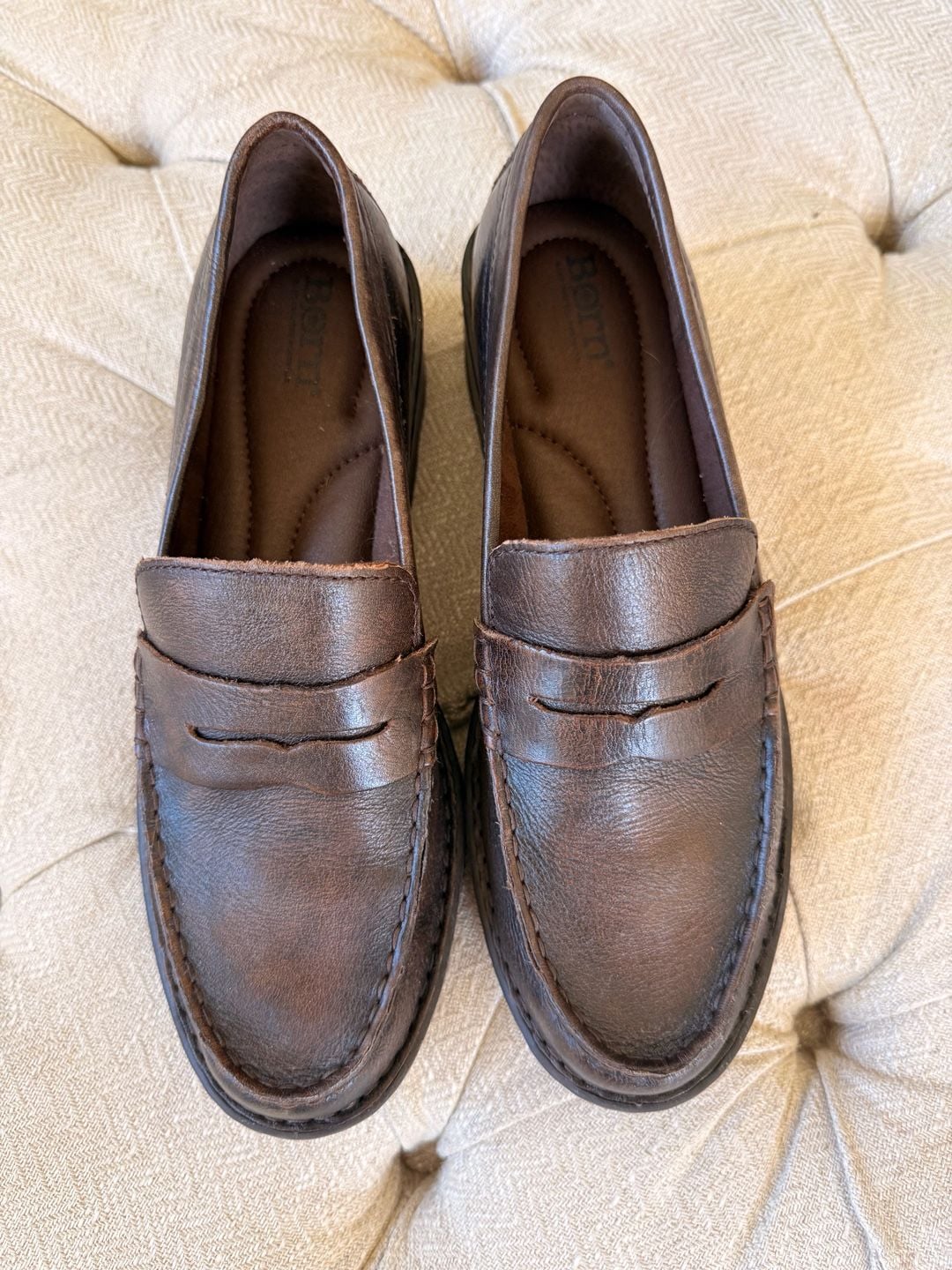Born women’s Carrera Penny Loafer platform heel Brown Leather 4