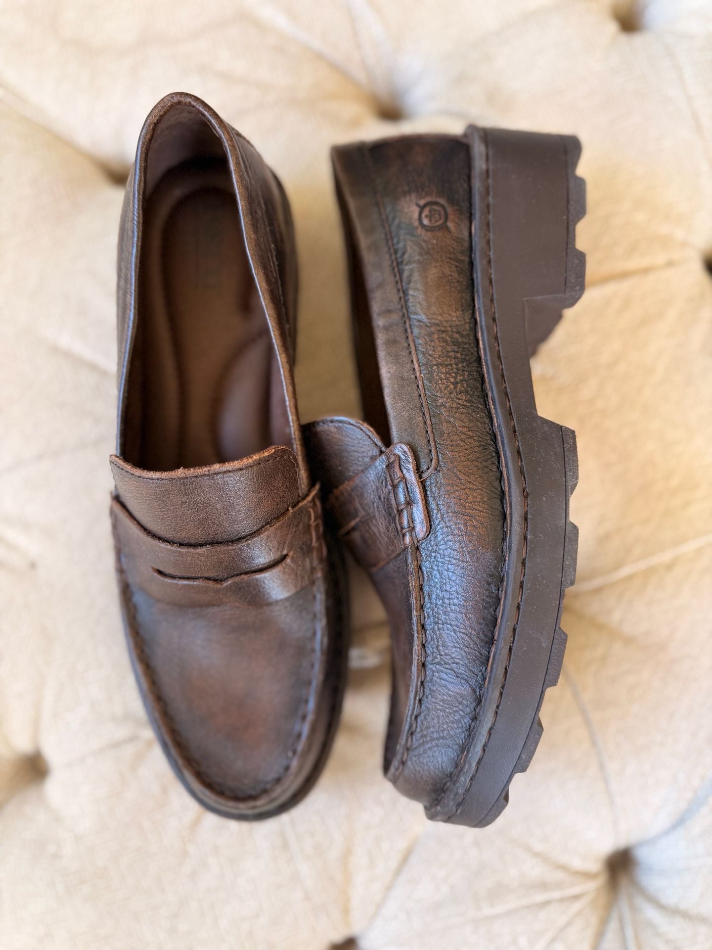 Born women’s Carrera Penny Loafer platform heel Brown Leather 5
