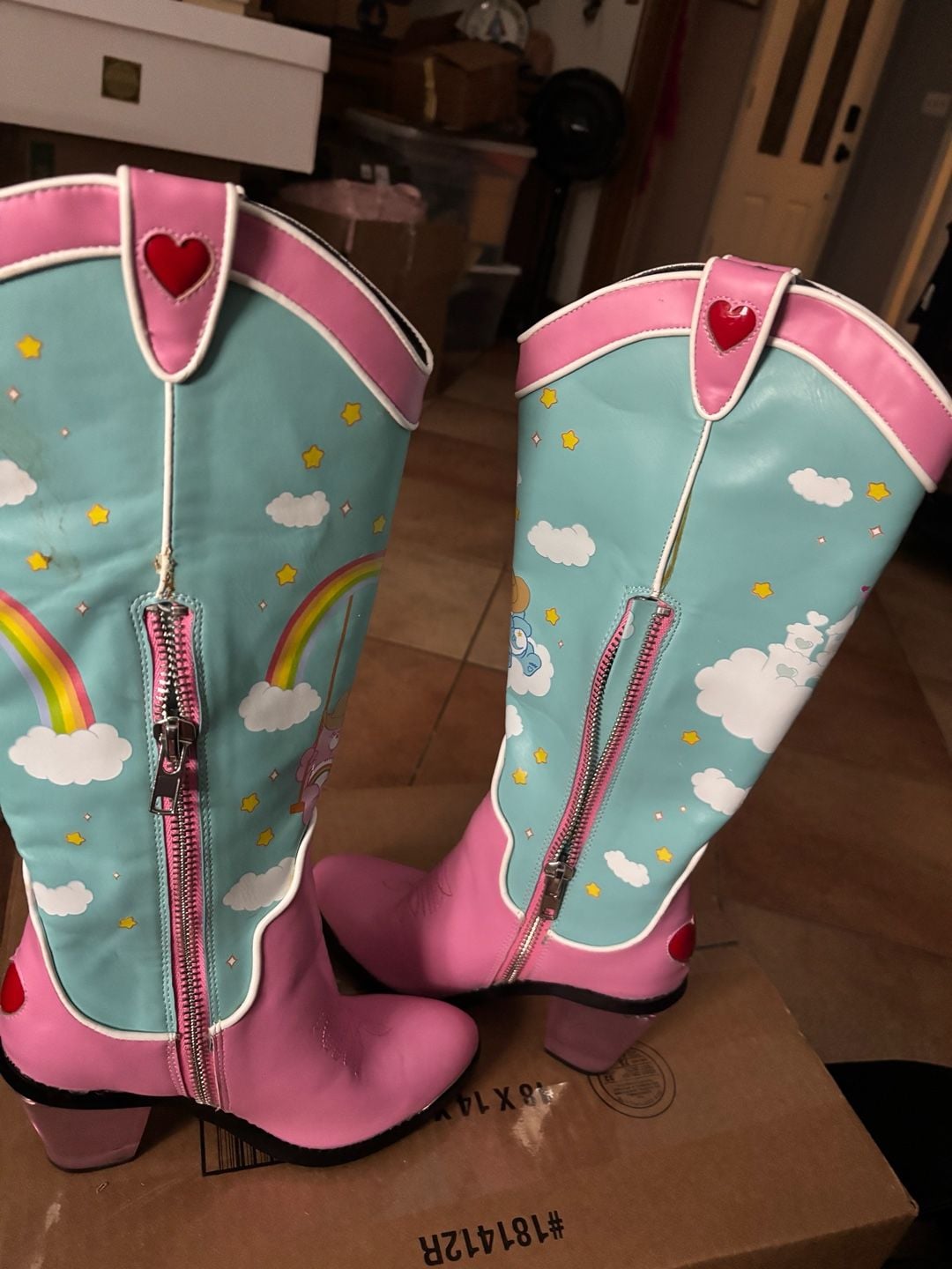 Care Bears x Dolls Kill Rainbow Roundup Cowboy Boots Blue Pink 5