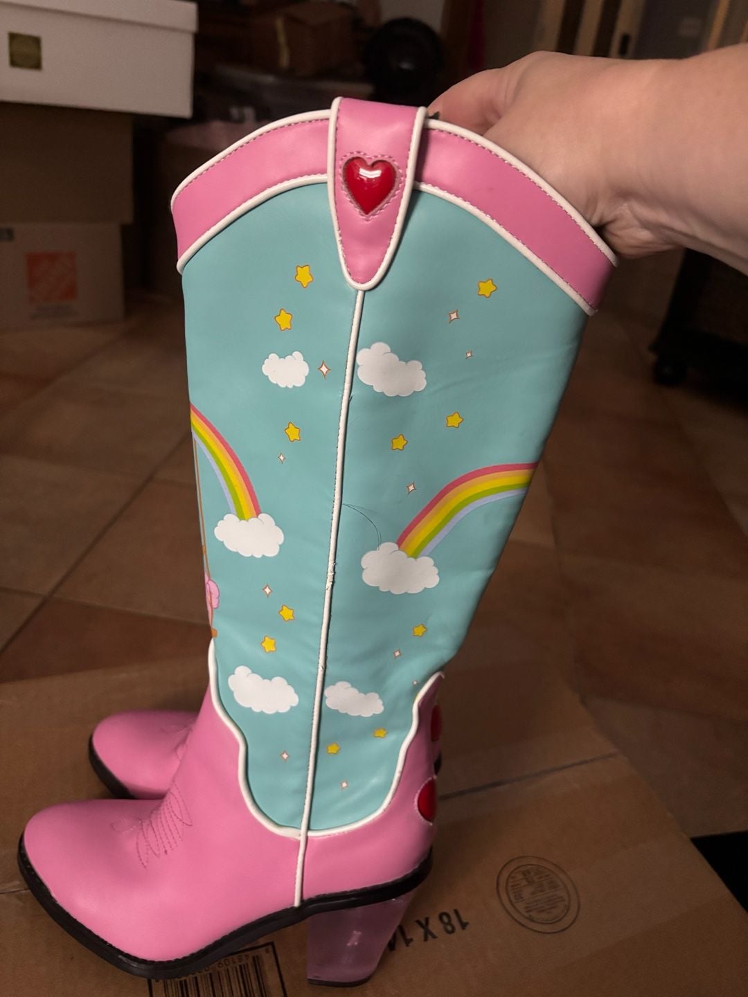 Care Bears x Dolls Kill Rainbow Roundup Cowboy Boots Blue Pink 7