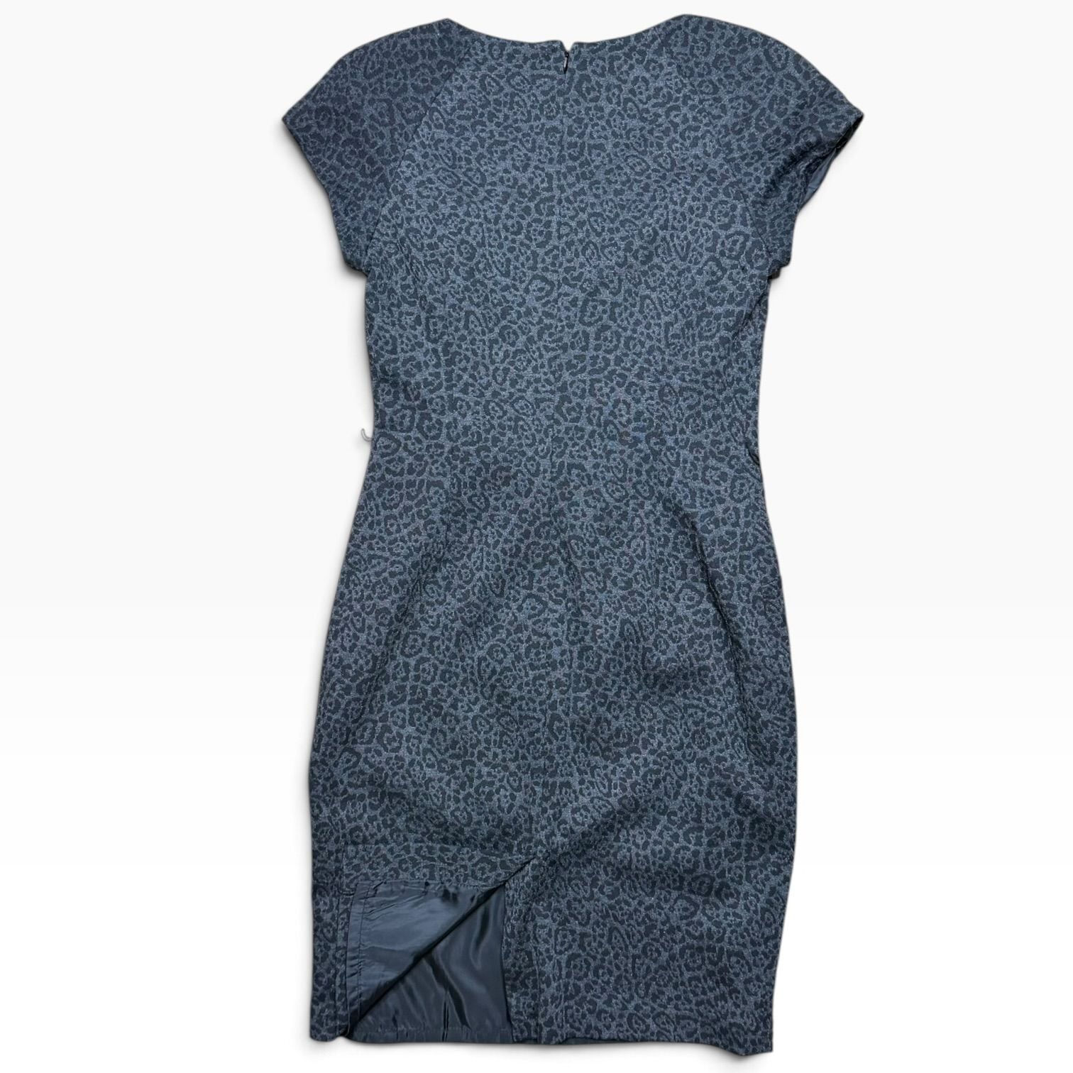 Charter Club Womens Size 4 Gray Leopard Animal Print Sheath Dress Cap Sleeve 3