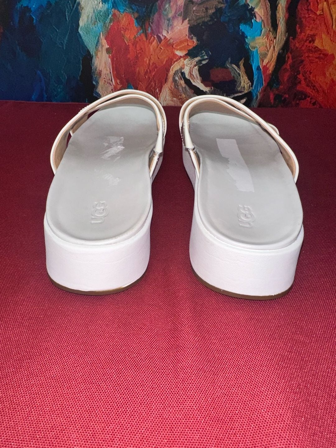 No 43 Ugg Cross Strap Platform Slide Sandals White Leather 5