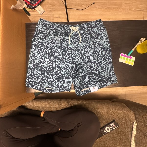 Member's Mark Men's Resort Swim Trunk Size L Blue Patterned
