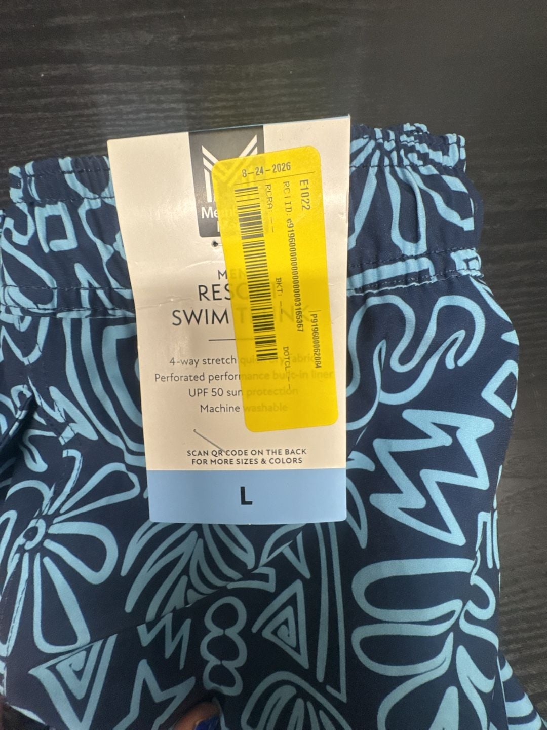 Member's Mark Men's Resort Swim Trunk Size L Blue Patterned 6
