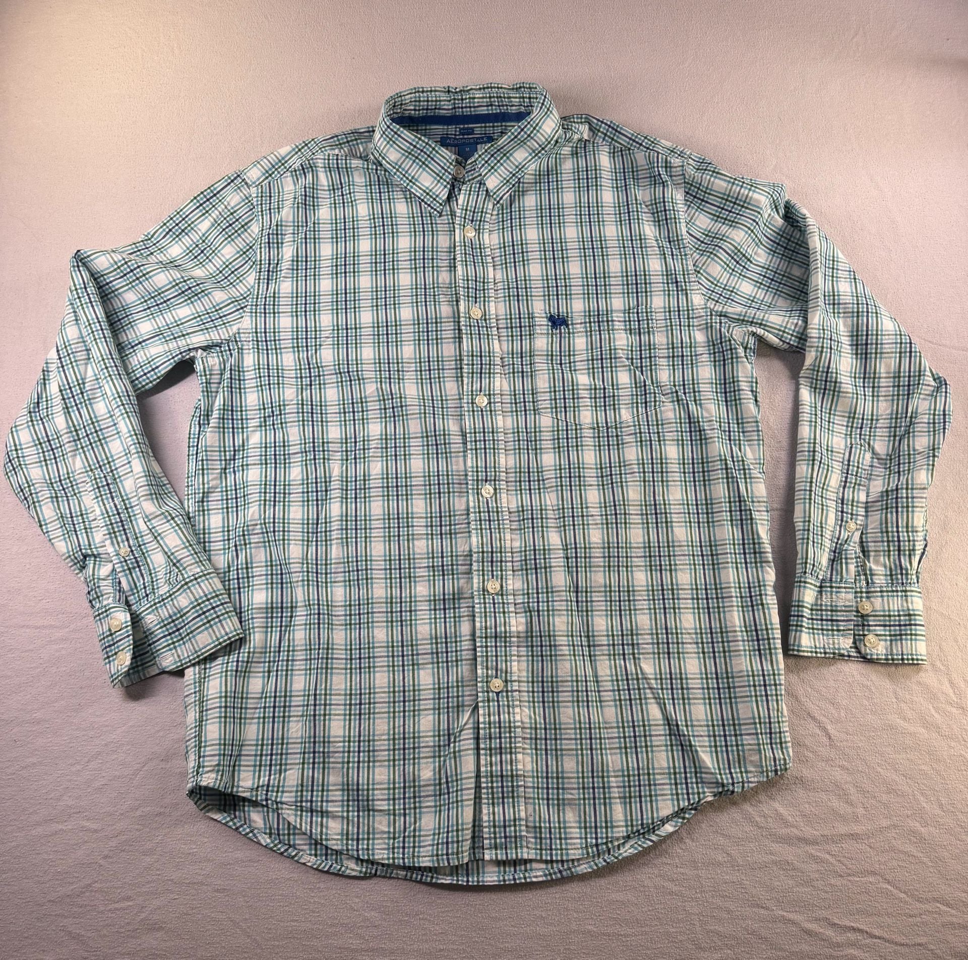 Aeropostale Plaid Long Sleeve Button Down Shirt Size M Slim Fit 2