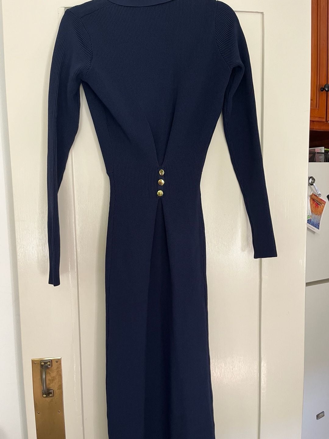 Meshki Abbey Buttoned Knit Midi Dress Size XXS Navy Blue New 7