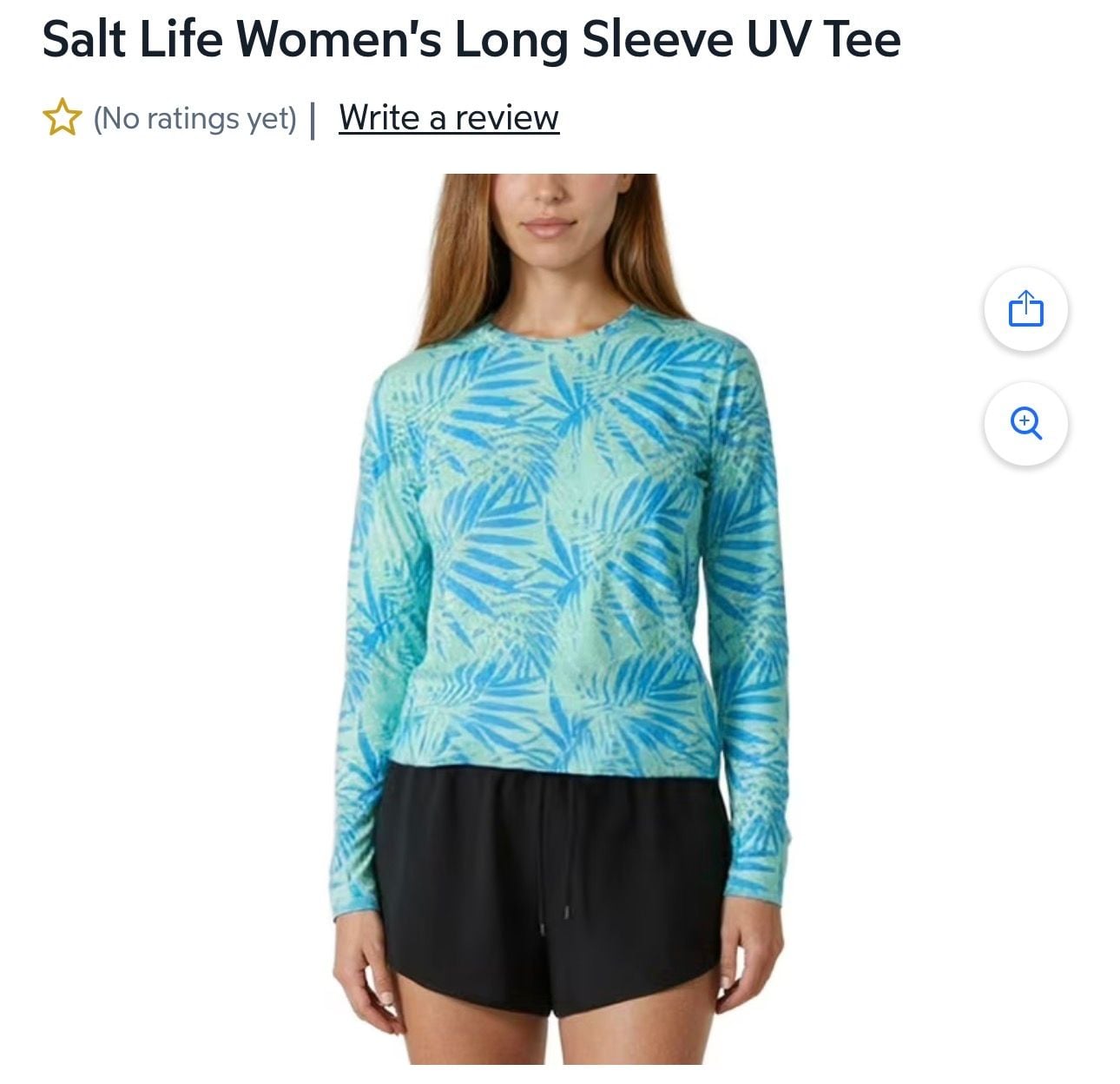 Salt Life SLX UVapor Long Sleeve UV Tee Size S Blue Palm 2