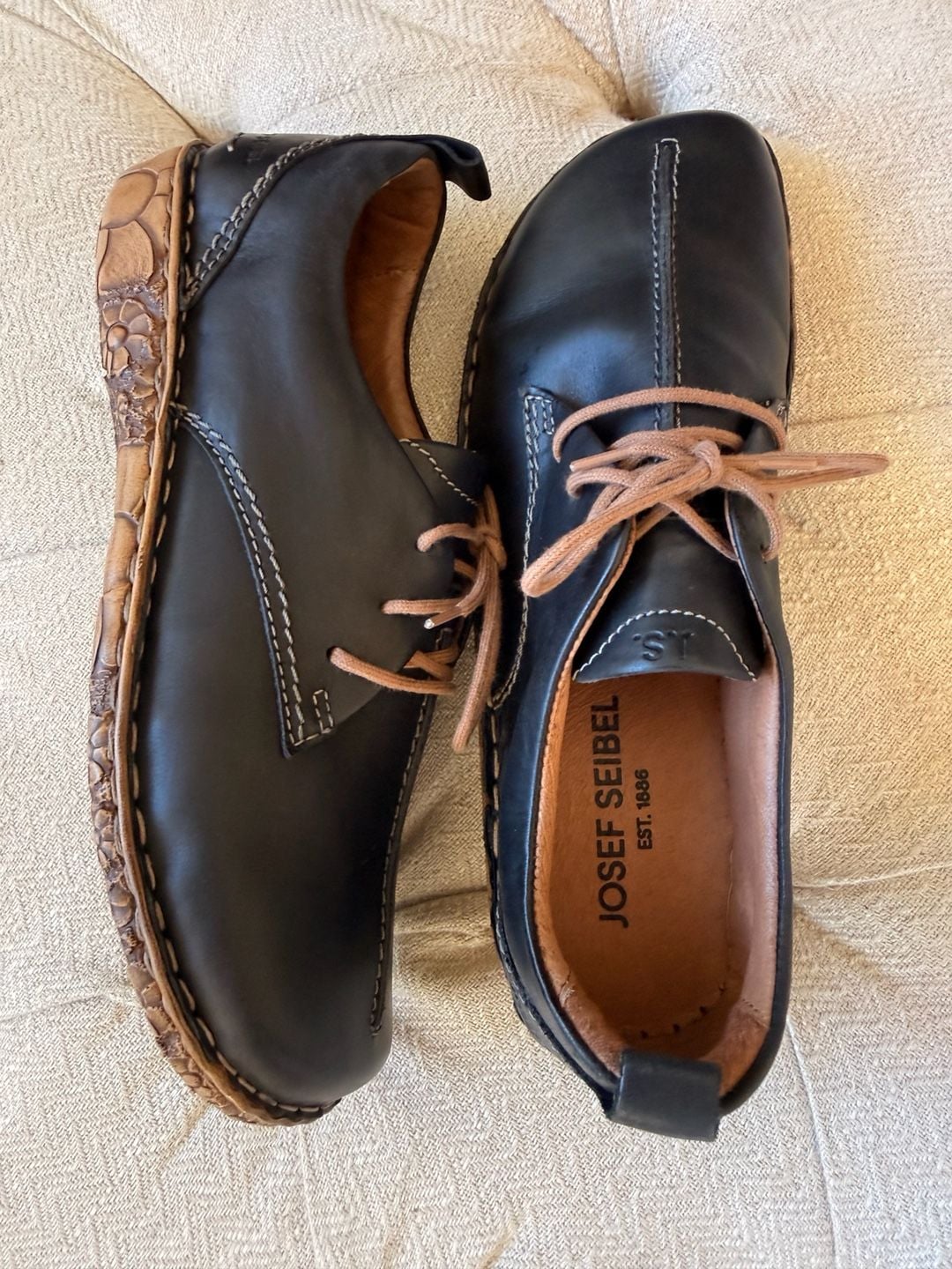 Josef Seibel Rosalie 50 Size 38 US size 7 Black Leather Oxford Shoes NWOT 6