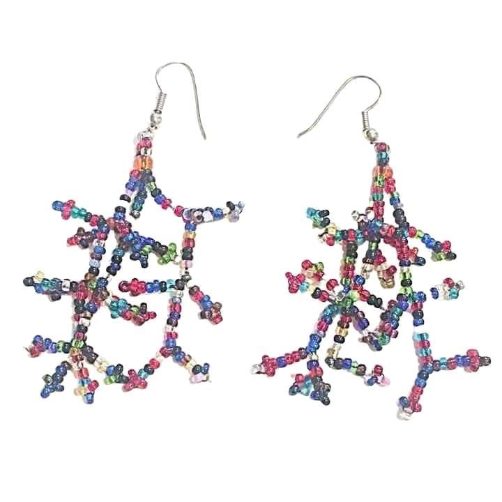 Multicolored Seed Bead Branch Earrings 2