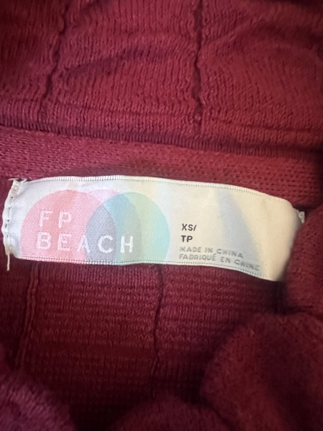 FP Beach Sunny Sweater Bomber Size XS Red Wine Burgundy Textured 4