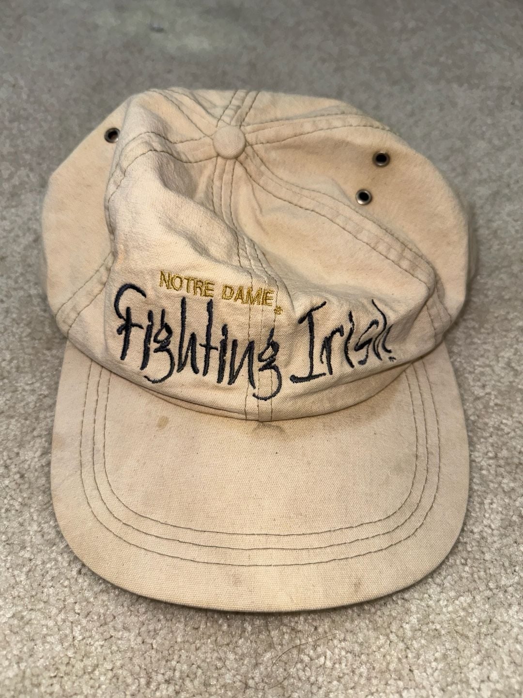 '47 Notre Dame Fighting Irish Baseball Hat Tan Cotton Adjustable 3