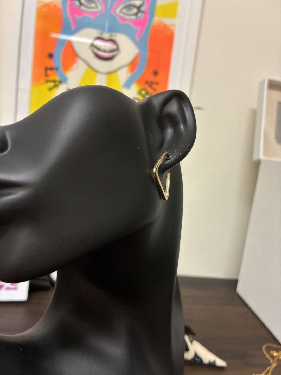 Gold Minimalist Triangle Hoop Earrings 2