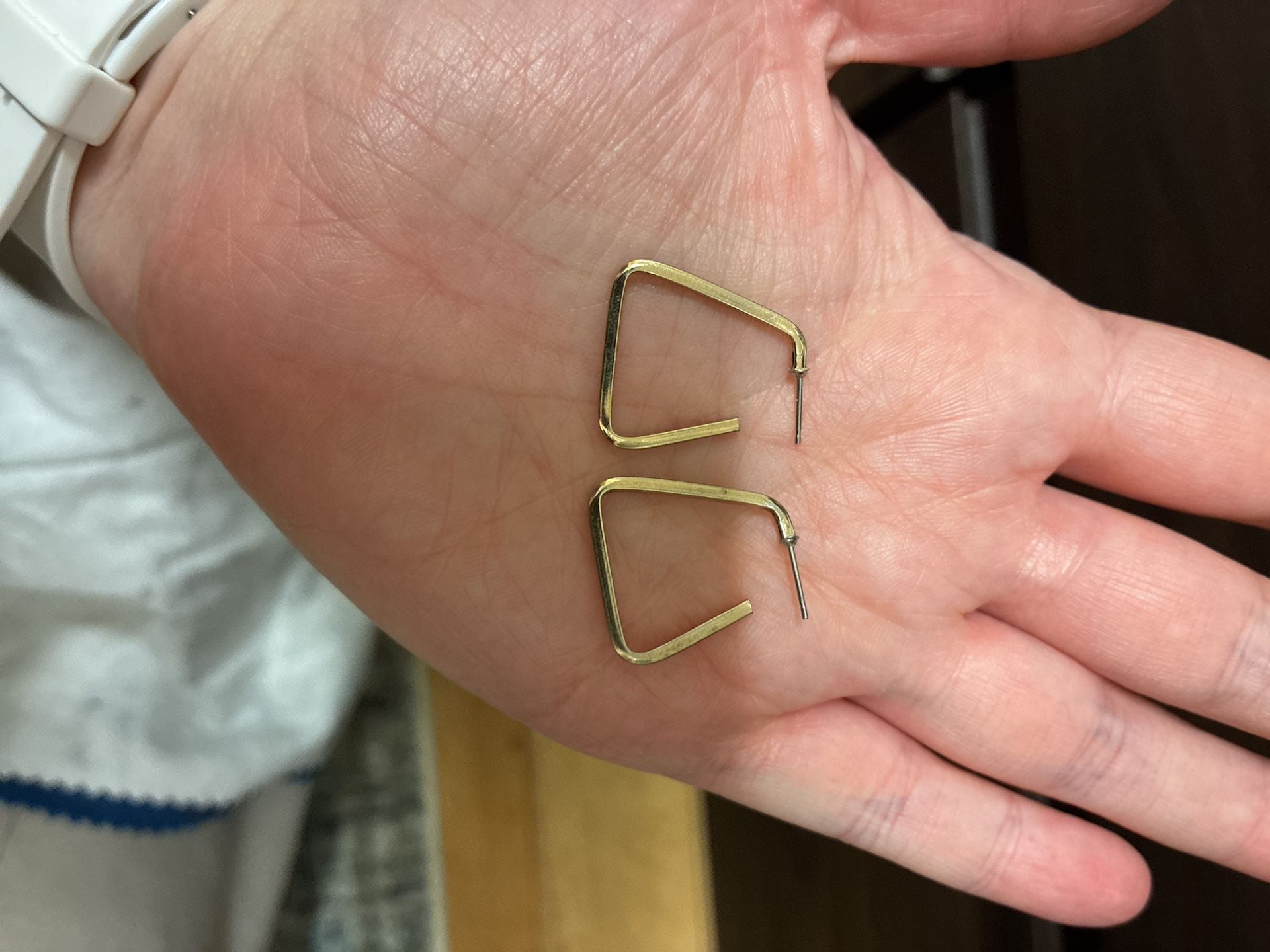 Gold Minimalist Triangle Hoop Earrings 4