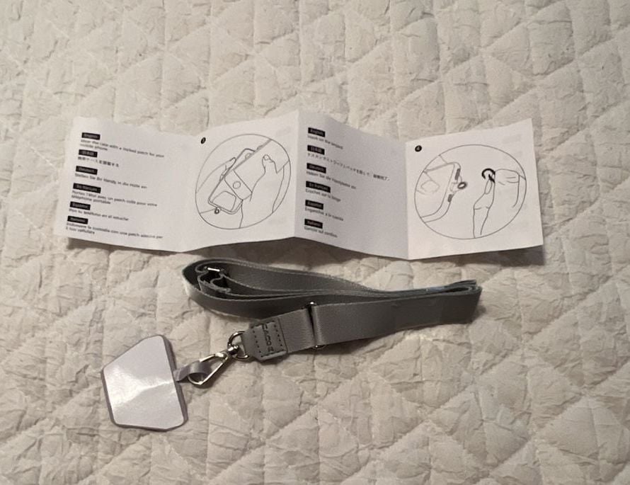 Mobile Phone Strap With Patch Gray New 1