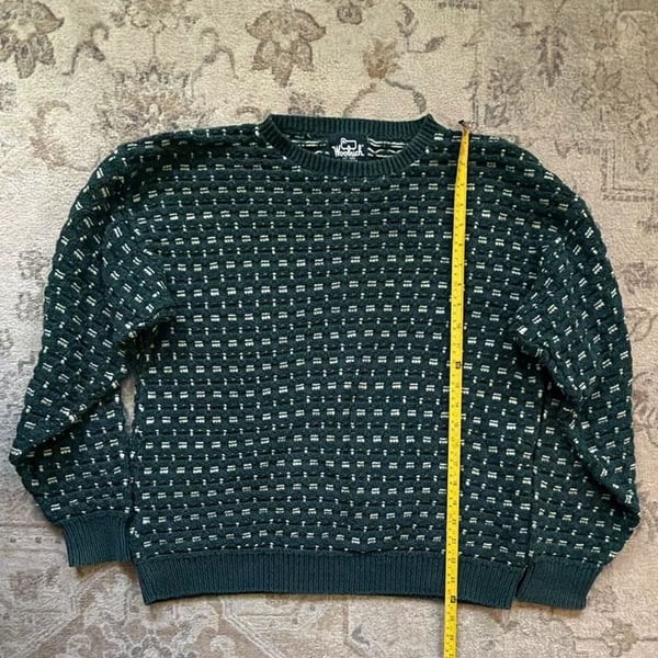 Woolrich Alpine 7545 Sweater Size M Green Cotton Birdseye Knit