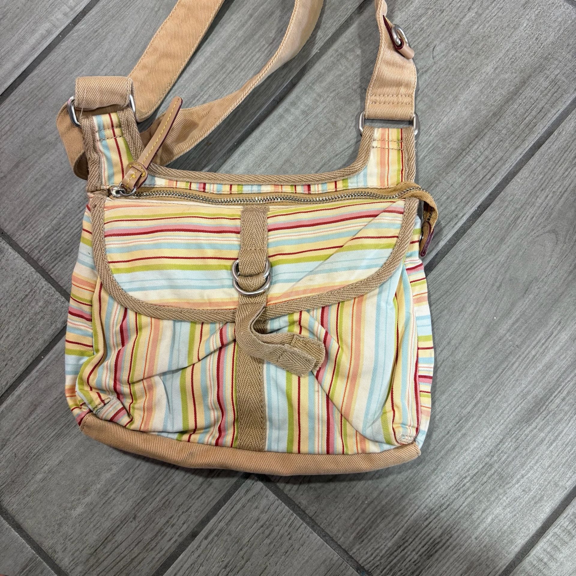 Fossil Multicolor Striped Canvas Crossbody Bag 4