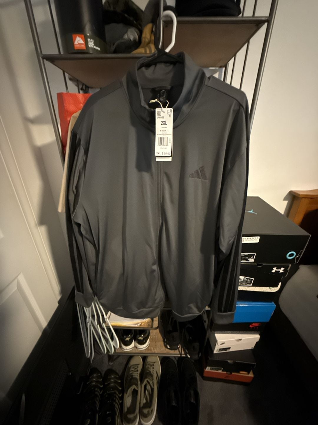 Adidas Dayready 3-Stripes Track Jacket Size 2XL Grey Six 2