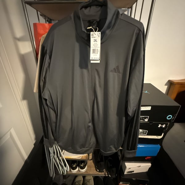 Adidas Dayready 3-Stripes Track Jacket Size 2XL Grey Six