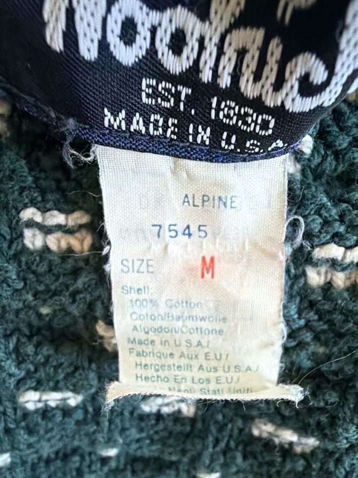 Woolrich Alpine 7545 Sweater Size M Green Cotton Birdseye Knit 7