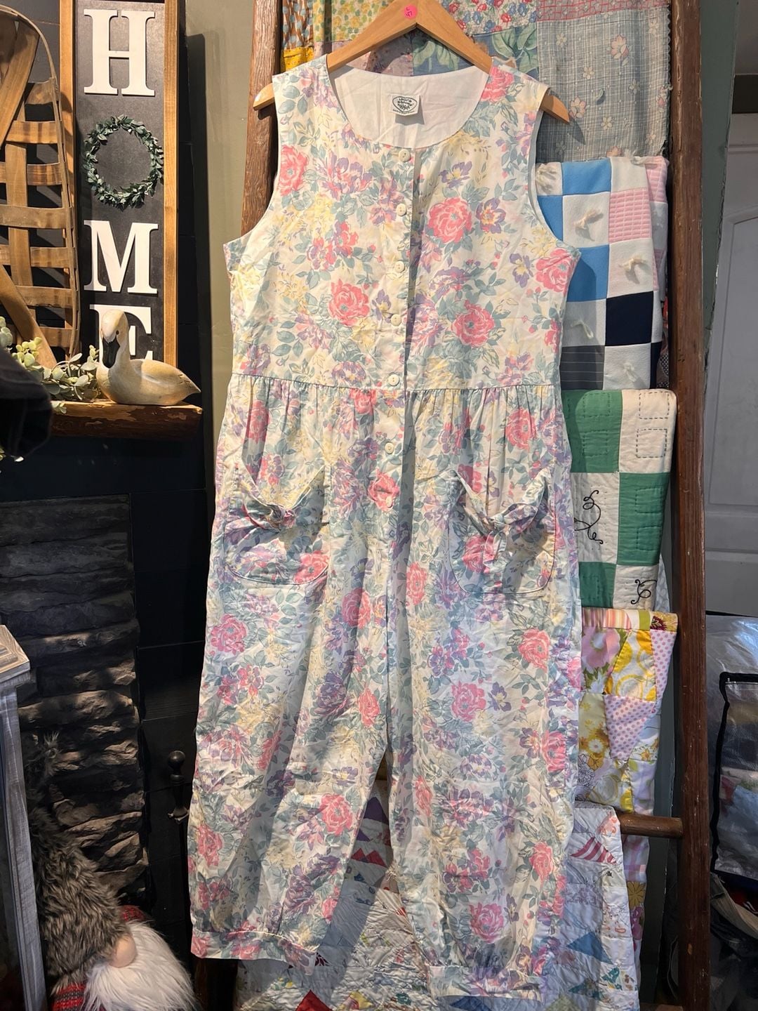 Laura Ashley Floral Jumpsuit Large Cotton Vintage 2