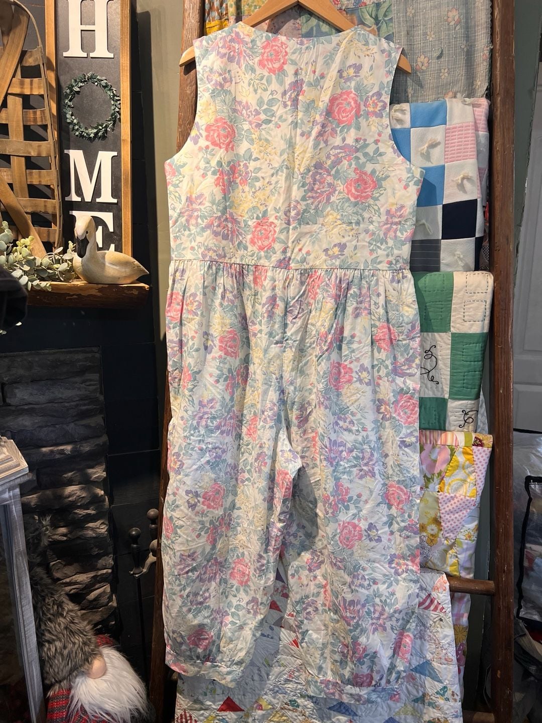 Laura Ashley Floral Jumpsuit Large Cotton Vintage 6