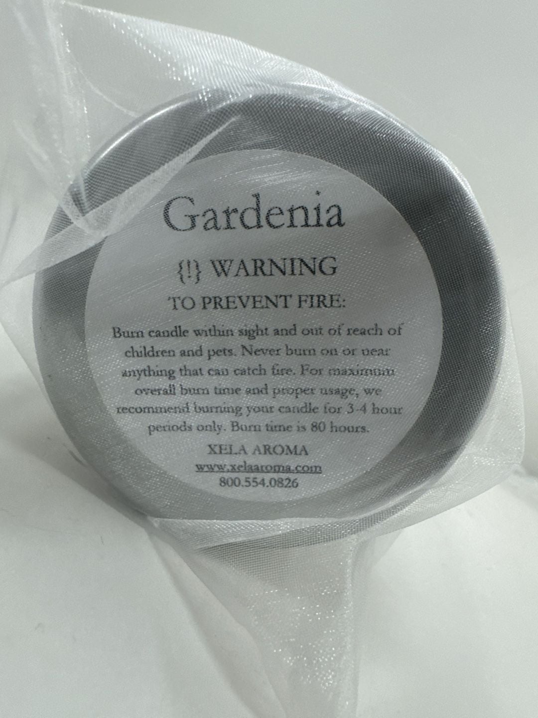 Xela Aroma Gardenia Scented Candle In Silver Tin With Organza Bag 2