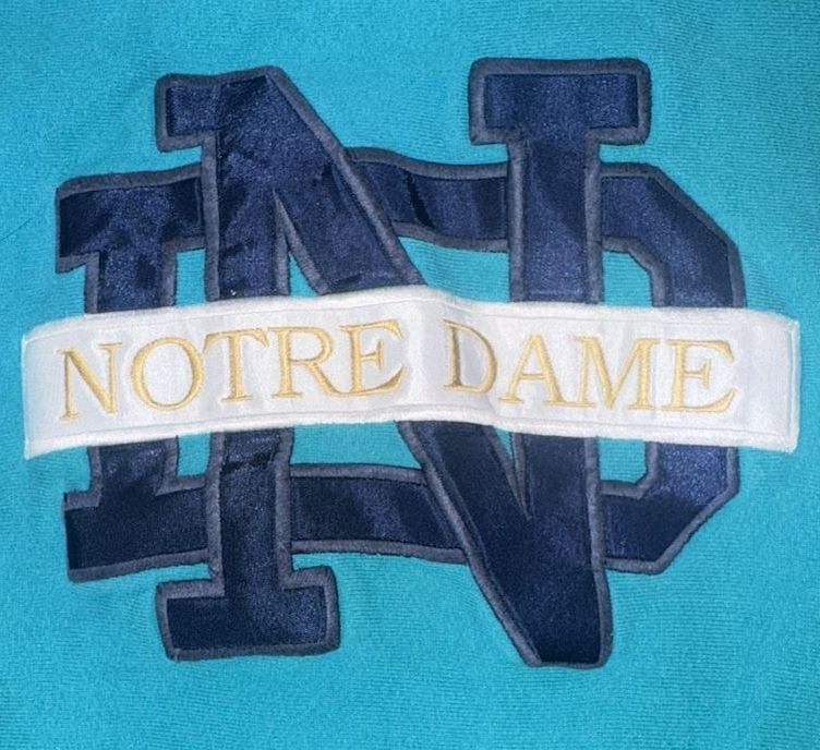 Vintage 90s Crable Sportswear Notre Dame Sweatshirt Size X-Large Teal 3
